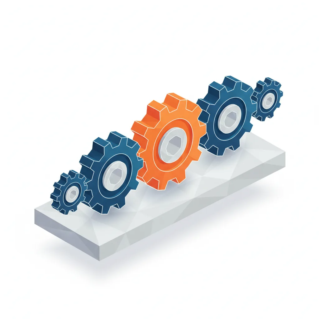 Workflow connecté DOAKEN — 5 engrenages enchaînés produisant le Chiffrage Génératif